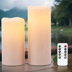 8″ 10″ × 4″ Large Waterproof Outdoor Flameless 1-2 Pack Cream Remote 8/10