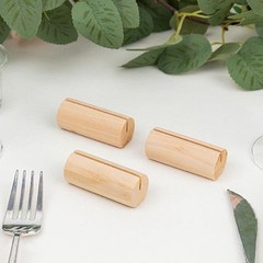 Natural 10 Cylindrical 2″ Wood Place Card Holders Table Number Stands Events