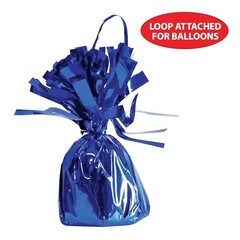 Metallic Wrapped Balloon Weights, Set of 6, Blue Party Decorations with Loop