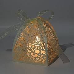Pack of 100 Laser Cut Rose Candy 1 Count (Pack of 100) Beige (Rose box 100)