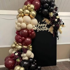 Black Burgundy and Gold Balloons, 12inch 12 inch 35pcs, White Coffee