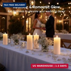 4″x10″ Large Outdoor Flameless Candles, Waterproof Battery Operated LED Pillar C