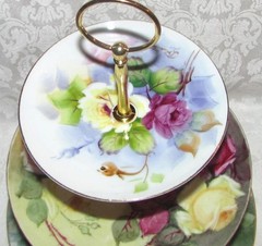 Custom Three Tier Tea Party Cake Stand Made With Vintage Hand Painted Plates
