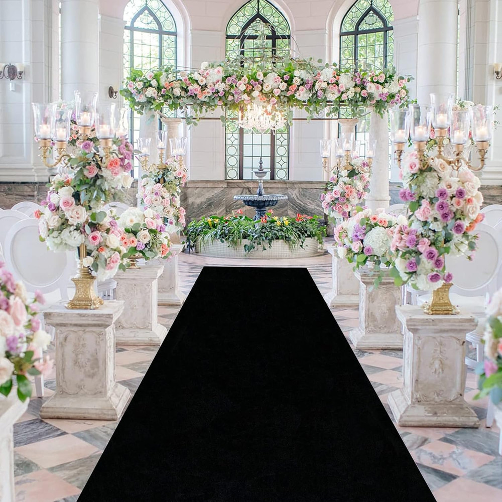 Black Velvet Aisle Runner 4×30 FT for Weddings, Parties, and Events