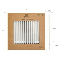 36-Count Pearl White Long Thin Birthday Candles, Cake Candles, Birthday Parti…