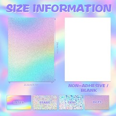 24 Sheets Holographic Cardstock 8.5 x 11, x 11 inches, Laser Color
