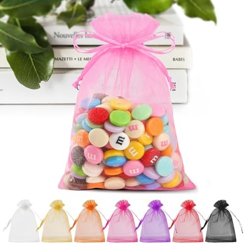 Organza Bags 4 x 6 in 50PCS, Small Gift Bags for 1 count (Pack of 50) Pink