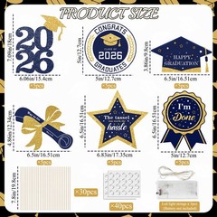 Graduation Party Centerpieces Decorations for Tables Class of Navy Blue 30pcs