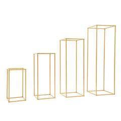 4PCS Gold Flower Stand Rectangular Rack Set For Wedding Table Centerpieces Decor