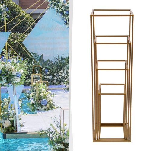 Gold Metal Flower Stand Rectangular Rack For Wedding Table Centerpieces Decor ??