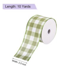 Plaid Check Ribbon, 2.5 Inch x 10 Yards Gingham Ribbon, Olive Green
