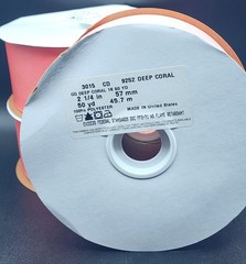 1 Spool Grosgrain ribbon 50 yards 2-1/4″ Polyester Melon/Pink 9252 Deep Coral