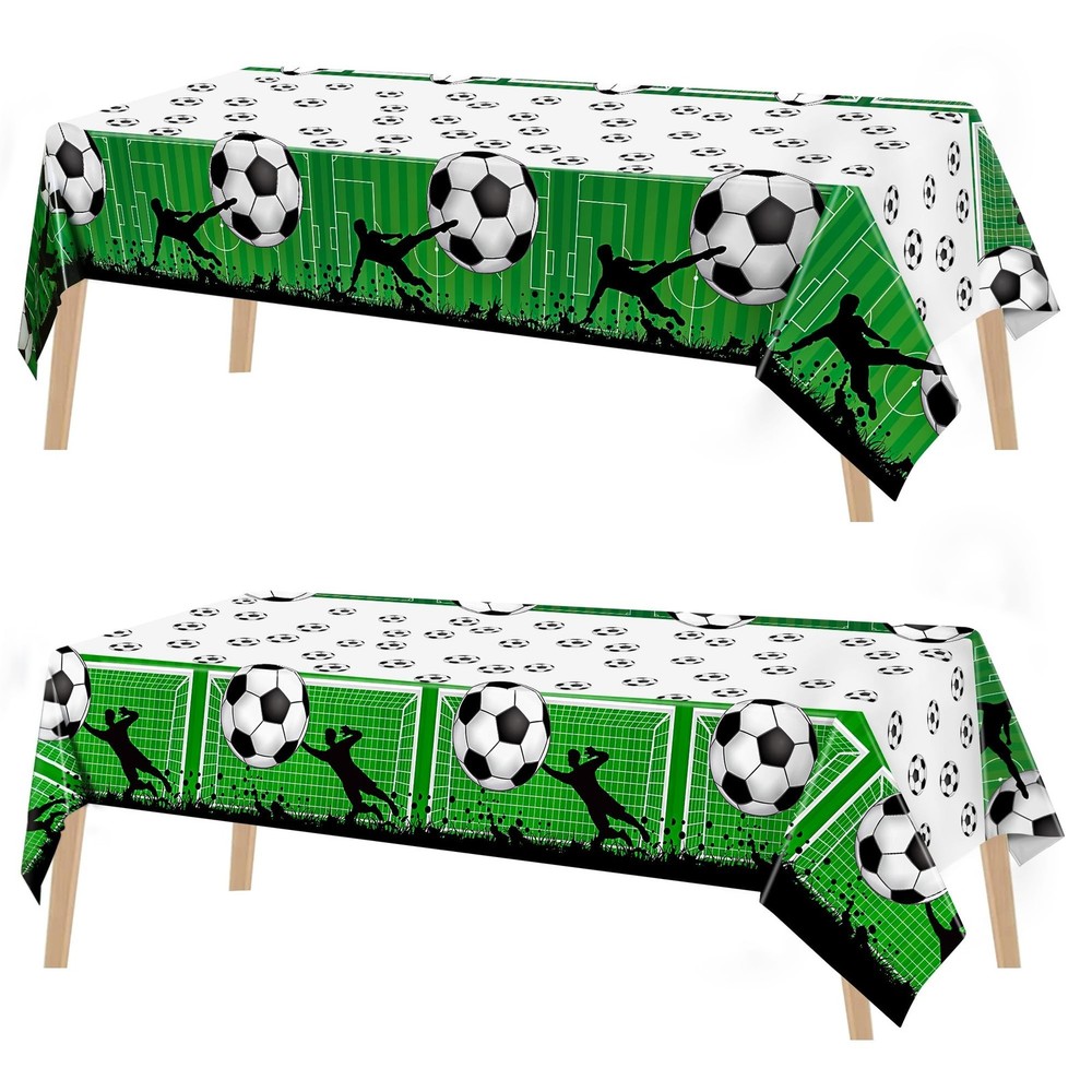 Kochorie 2 Pieces Soccer Party Tablecloth Plastic Soccer Themed Tablecover Di…