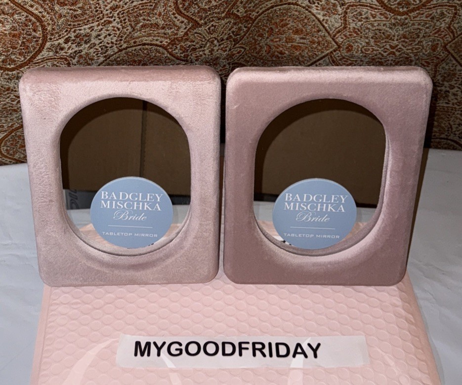 Badgley Mischka Bridal Velvet Table Top Mirror Set Of 2 On Sale For Limited Time