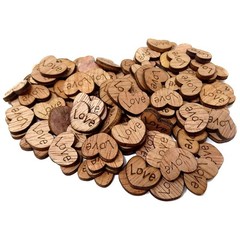 Honbay 300PCS Tiny Wooden Love Hearts Confetti Rustic Heart Wedding Table Scatte