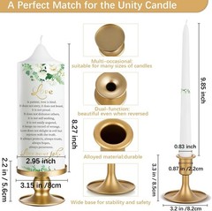 Unity Wedding Candles Ceremony Set – 3 Floral Candles Set with Gold Holders, …