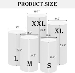 Set of 5 – White Cylinder Pedestal Stand Covers, Spandex Cylinder Stand Covers f