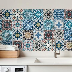 30 Pack, 4×4 Inch Eclectic Mediterranean Tile Stickers, Colorful Mosaic Peel …