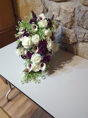 Cascading Bridal Bouquet, 5 Round Bridesmaids Bouquets, 1 Toss Bouquet