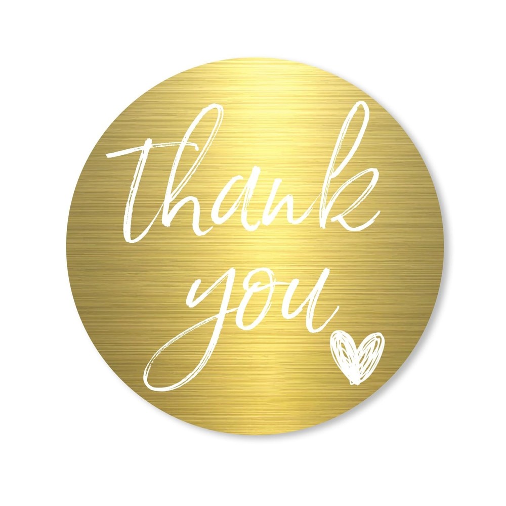 1.5 Inch Thank You Stickers, 480 White Script on Gold Foil Stickers for Small…