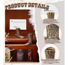 22 Pcs Cowboy Boots Table Card Holder Table Number Holders 1.9 x 1.6» Alloy