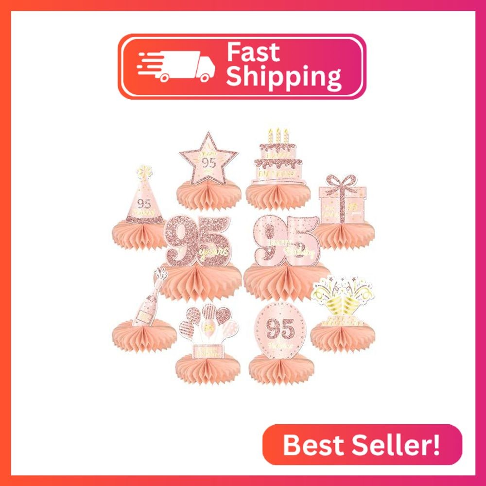 Gexolenu 10 Pcs 95th Birthday Honeycomb Centerpieces Cheers to 95 Years Birthday
