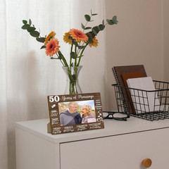 50Th Wedding Anniversary Picture Frame, 50 Years of Marriage Gifts for Wife Husb