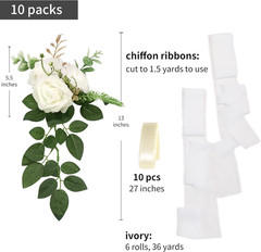 Elegant Pew Flowers Set for Wedding Aisle Decor – 10 Artificial Eucalyptus Bouqu