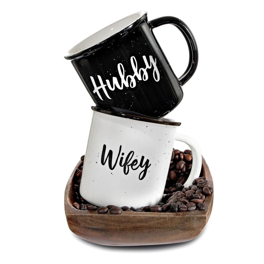 MAINEVENT Wifey Hubby Mugs Set of 2 Coffee Mug 11 Ounce, Husband Wife Gift, H…