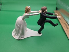 Humorous Wedding Figurine Cake Topper Reluctant Groom