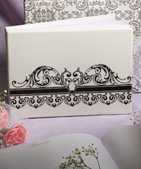 Black White Damask Theme Wedding Anniversary Guest Book Pen Cake Server 3 Piece