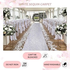 Wedding Aisle Runner: 4FT×15FT Sequin Fabric – Silver Sparkly Carpet Runner