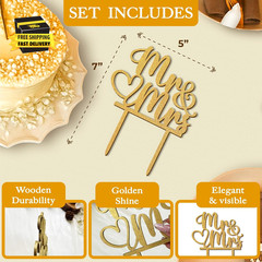 Rustic Wedding Cake Toppers Bride and Groom – Boho Mr and Mrs Cake Topper, Wood