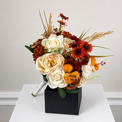Terracotta Ivory Rose Bridal Bouquet Bridesmaid Boutonniere Bud Vase Wedding Set