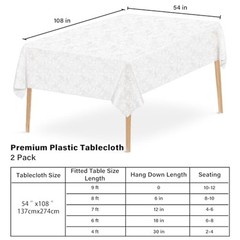 2 Pcs Plastic Lace Tablecloth, Spill-Proof 54″ X 108″ Rectangle White Lace
