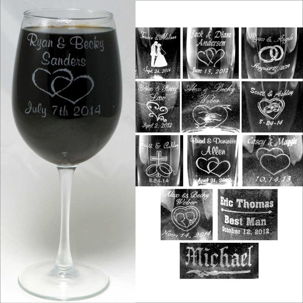 Personalized 16oz Wine Glass Wedding Party Gifts Bridesmaids Groomsman Groomsmen