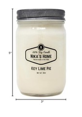 Nika’s Home Key Lime Pie Soy Candle 12oz Mason Jar Non-Toxic Hand Poured USA Lon