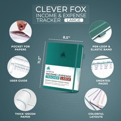 Clever Fox Large Income & Expense Tracker Bookkeeping Ledger – 2 Year Financial