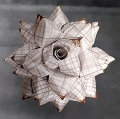 Handmade Paper Flower on stem (Gray Pattern No.6) for Wedding, St. Valentine’s