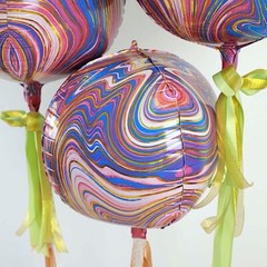 13-Inch wide 4D Round Orbz Marble Mylar Foil Balloons Party Wedding Decorations