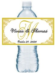 20 PERSONALIZED GOLD MONOGRAM WEDDING WATER BOTTLE LABELS Waterproof Ink