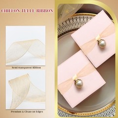 Champagne Gold Sheer Organza Gift Ribbon, 50 Yards *0.79 «Chiffon Tulle Mesh