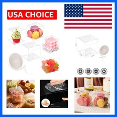 45 Pack 3x3x3 Inches Clear Favor Boxes with Ribbons, Transparent Plastic Cube…