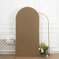 7 ft TAUPE Matte Fitted Spandex Round Top Arch Backdrop STAND COVER Party