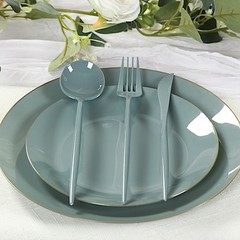 60 DUSTY BLUE Heavy Duty Forks Spoons and Knives Set Party Disposable Tableware