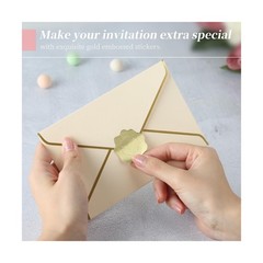 PigPotParty 100 PCS Gold Embossed Envelope Stickes-Heart Stickes Foil Envelop…