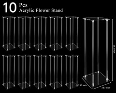 10 Pcs Acrylic Clear Vases for Wedding Centerpieces, 23.62In Tall Flower Stand,