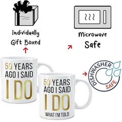 Dnuiyses Novelty 50 Years Ago Mugs Set Anniversary Wedding Gifts for Couple,