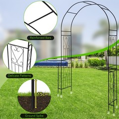 7.9 FT Metal Backdrop Stand Garden Arch Arbor Trellis for Climbing Plants Black