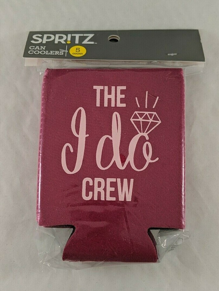 Spritz Bridal Party Favors Can Coolers «The I Do Crew» 5 qty Burgundy New